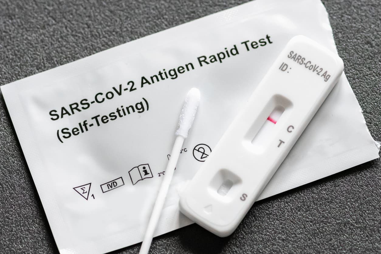 COVID-19 at home test stock image